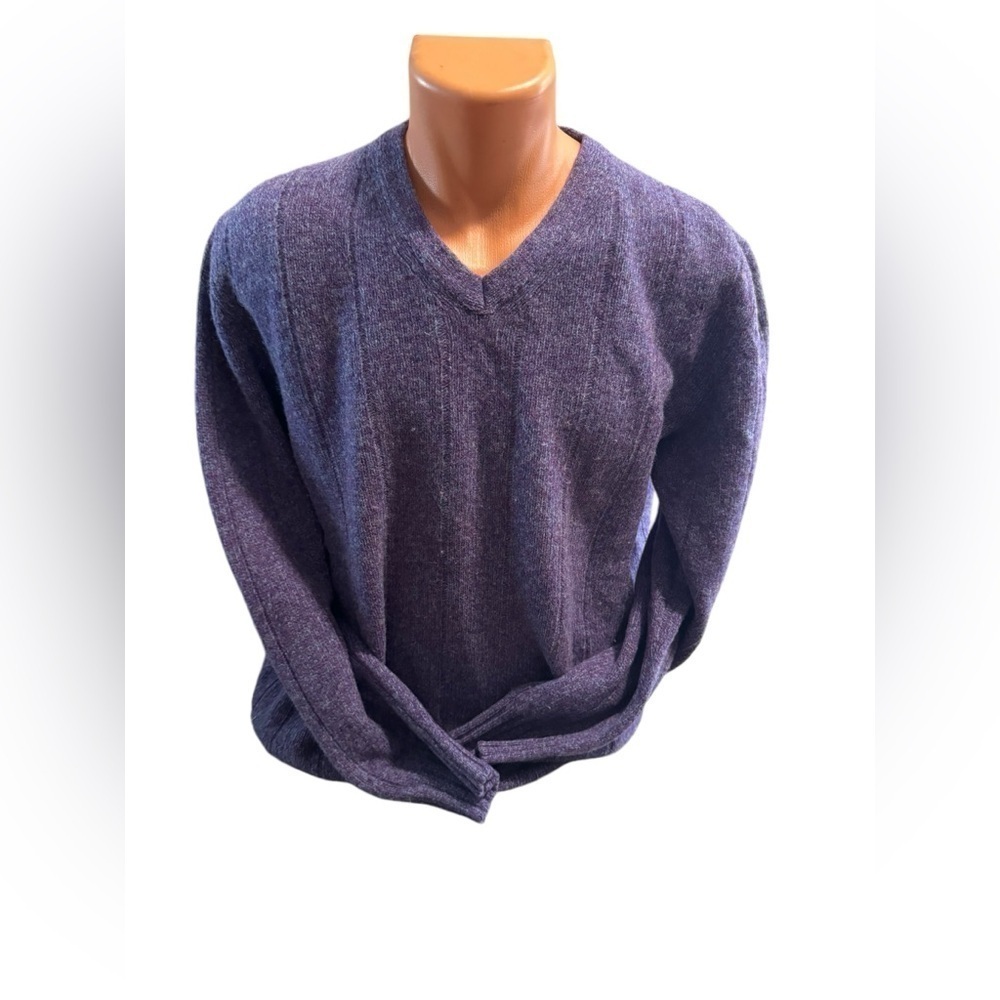 Riccardo Piacenza 100% Wool Italian Purple Crewneck Sweater Men's Large V Neck